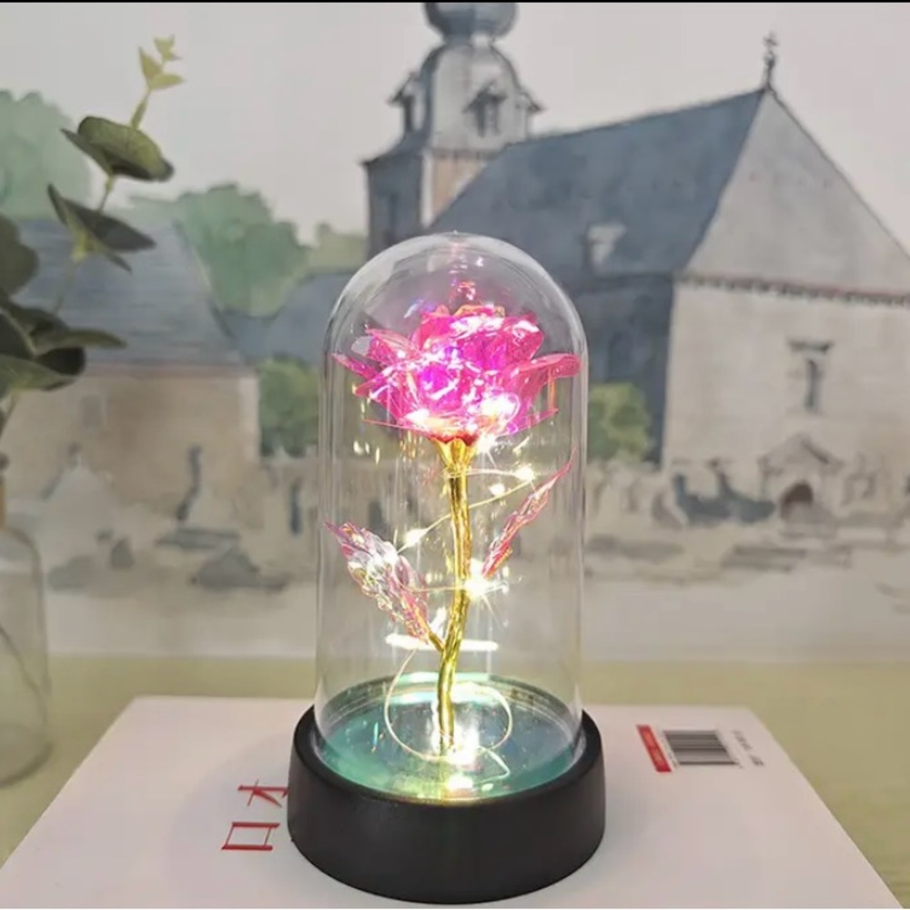 1pc, Golden Foil Rose Flower Lamp, Light Valentine's Day Birthday,Mother's Day